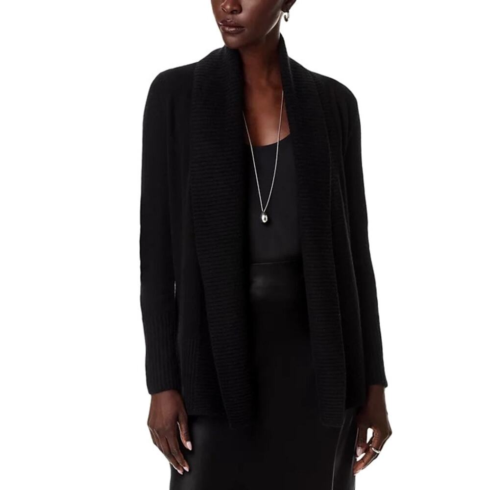Bloomingdale's Cashmere Cable Knit Shawl-Collar Open Front Cardigan Size XS